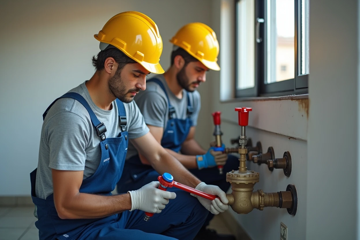 Herramientas de gasfitería sobre superficie limpia